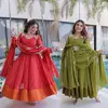 Ka 1237 Mul Chanderi Mirror Lace Work Gown With Pant with Dupatta